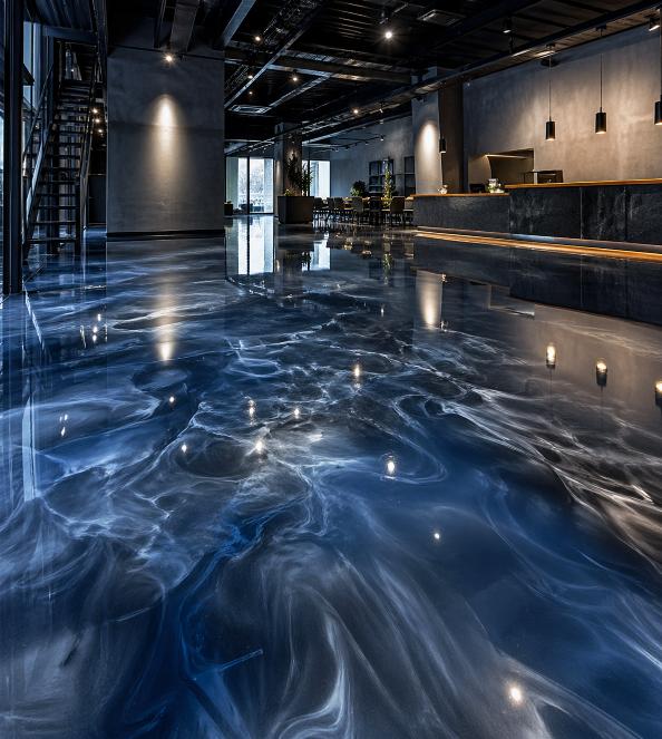 Blue epoxy floor